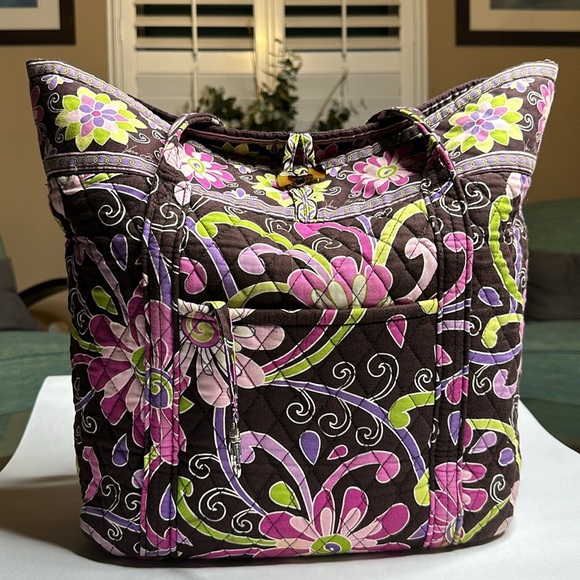 Large Vera Bradley brown and pink tote 💞 - Picture 3 of 11